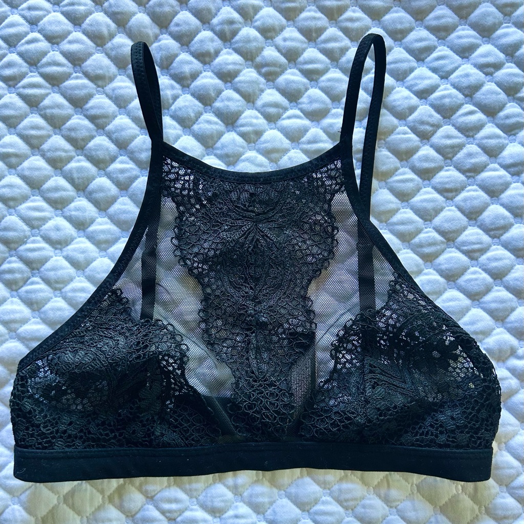 Victoria's Secret Black Lace High-Neck Bralette Xs